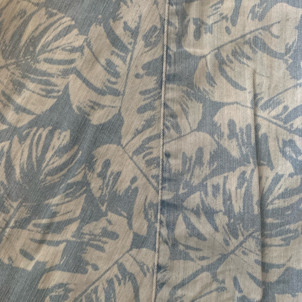 Show me your Mumu Blue jeans flare bell bottom M jeans palm pattern - Picture 7 of 8